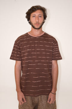 T-SHIRT LISTRADA ARTESANAL - AÇAÍ