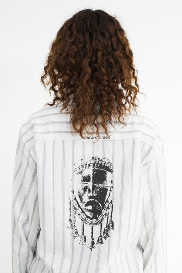 CAMISA LISTRADA MÁSCARAS ANCESTRAIS
