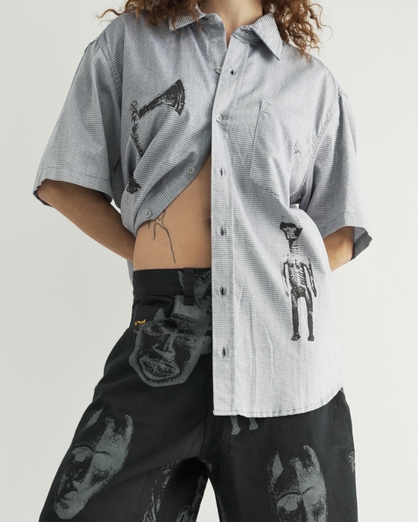 CAMISA QUADRICULADA MÁSCARAS ANCESTRAIS